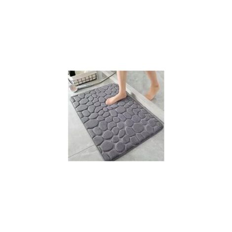 Tapis de bain, antidérapant, super absorbant, adapté pour salle de bain, douche, baignoire - 40x60 cm (gris) (1/5)