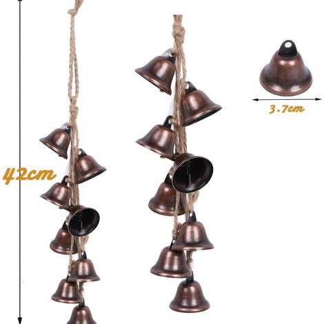 Carillon de jardin JeiibrZui - Métal Feng Shui - 49,5 cm - 1 pièce - Décoration suspendue extérieure en laiton doré (1/4)
