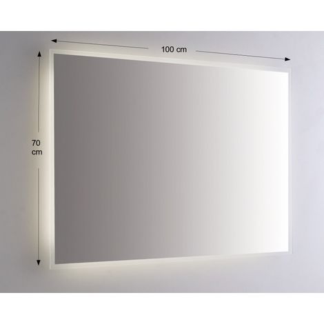 Miroir mural rétroéclairé à LED 100x70 cm, épaisseur 4 mm, avec coins rayonnés (1/2)