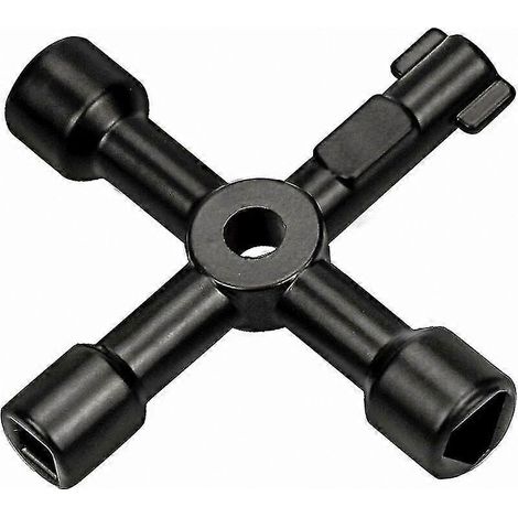 Clé pratique multifonctionnelle 4 en 1 pour radiateurs électriques/à gaz, boîtiers de compteurs et verrous de robinets (73 mm, argent). (1/5)