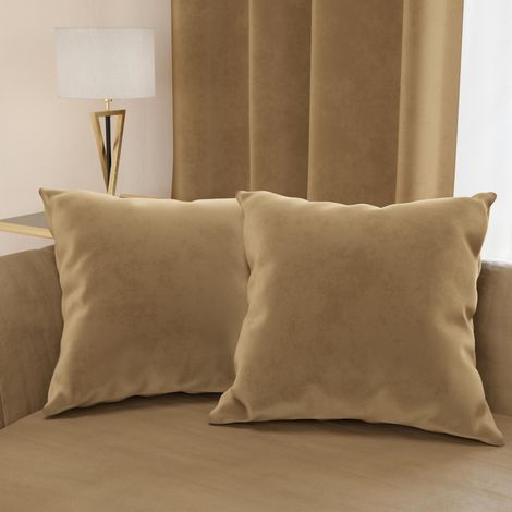 2 Coussins Canapé en Velours avec Remplissage, Housses de Coussin pour Chambre, Coussins Décoratifs en Velours avec Housse à Sac, Taupe 2 Pièces - 60x60 cm (1/4)