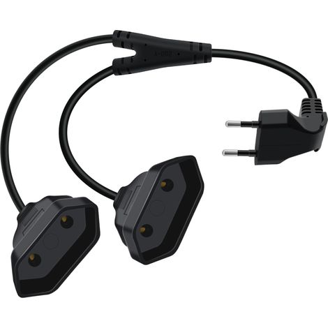 Câble D'extension Euro 2 en 1 Rallonge Câble Euro Électrique Type C 2.5A 250V pour Appareils Ménagers, Téléviseurs, Ordinateurs Etc (Noir, 0.3 m) (1/5)