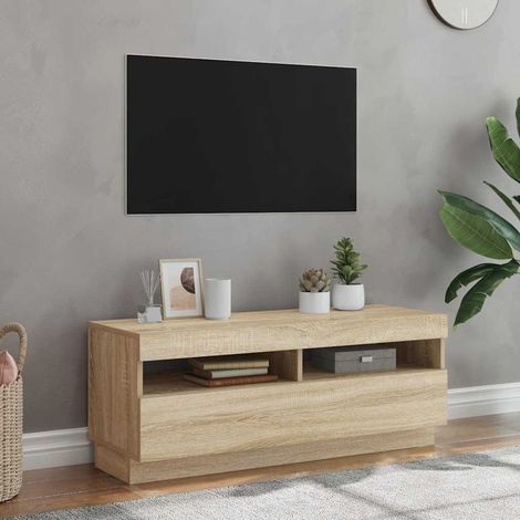 vidaXL Mobile Porta TV con Luci LED Rovere Sonoma 100x35x40 cm