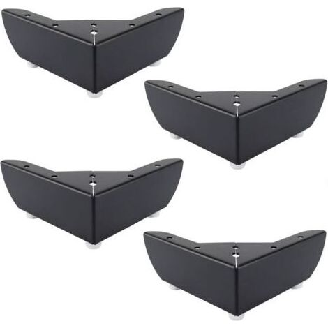 Lot de 4 Pieds DIY de Meubles de Cuisine 50mm Jambes pour Table Basse Armoires Lit Canapé Forte Pied de Chaise Bureau en Métal Noir Silencieuse Antidérapante (1/4)