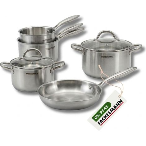 Batterie de cuisine avec 1 poêle 26 cm 2 casseroles 14/18 cm et 2 faitouts 20/24 cm sans PFAS Fackelmann Vita3 (1/5)