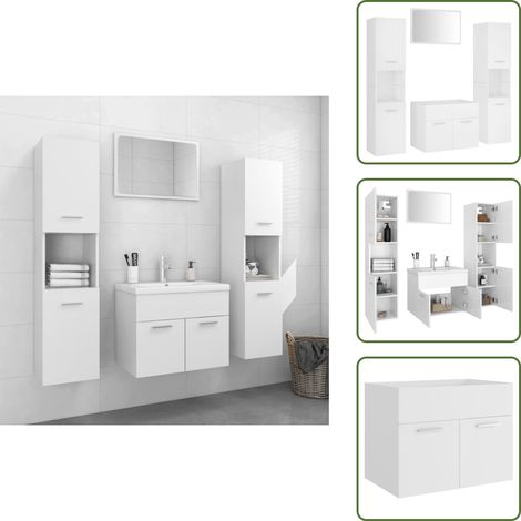 Almacenamiento de baño - vidaXL Juego de muebles de baño madera de ingeniería blanco - Muebles de baño blancos