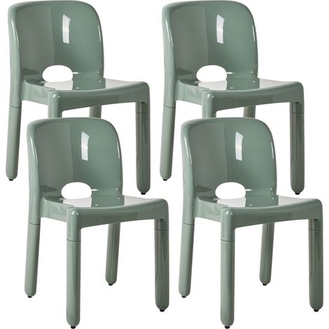Conjunto de 4 sillas de de jardín de plástico para interior y exterior sin reposabrazos apilables verde Betim