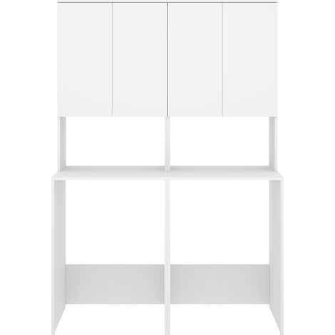Meuble de Buanderie pour double Machines Lave-Linge et/ou Sèche-Linge coloris Blanc - Longueur 126,6 x Profondeur 62 x Hauteur 190 cm (1/5)