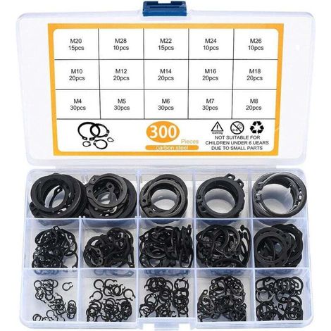 300-teiliges Set externer Sicherungsringe, verschiedene Sicherungsringe M4–M28, Anschlagringe für Reparatur und Wartung – KZQ