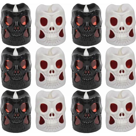 Décor Bougies LED Halloween 12 Veilleuses Effrayantes pour Soirée De Fête Bougies Chauffe-Plat Décoration Halloween Pour Maison Bureau Appartement Ferme Maison Hantée Jardin Carnaval (1/5)