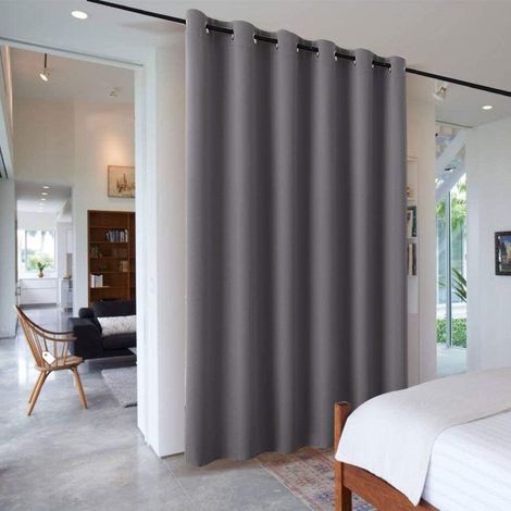 Removable Partition - Indoor Room Divider - Blackout Curtain with Eyelets Room Divider for Living Room, Bedroom, 304 cm Width x 243 cm Height, Grey, 1 Piece (1/5)