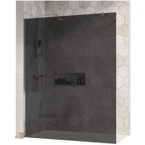 BERNSTEIN - Paroi de douche à l'italienne fixe latérale en verre, fumé, EX101, 200x150cm