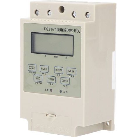 Programmierbarer digitaler Timer, Mikrocomputer, elektronische Relaissteuerung, Zeitschaltuhr, Schienenmontage mit 25-A-Transformator, beige (1/5)