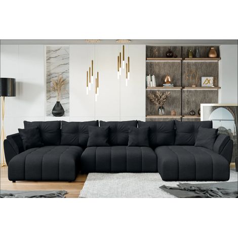 AX LIVING Couch U Form mit Schlaffunktion Antalya 382 cm schwarz