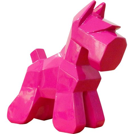 Dekorative Hundfigur Schnauzer Kuatéh aus Polyresin 30x10x26 cm Rosa