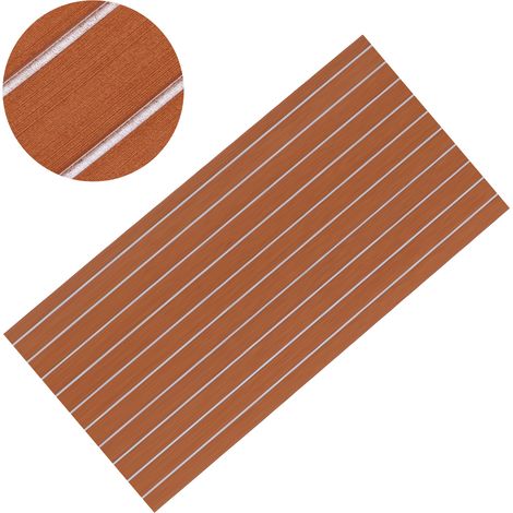 Tapis de sol bateau marin caravane EVA antidérapant plaque pont 240x60cm brun clair blanc (1/5)