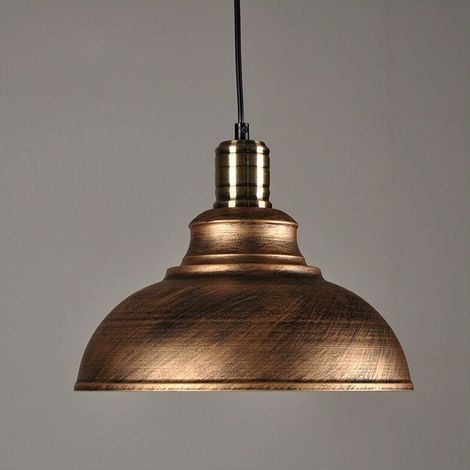 Lot de 2 Suspension Luminaire Industrielle Lustre Plafonnier Vintage E27 Rétro Métal Lampe de de Plafond pour Cuisine Salle à Manger Salon Restaurant, Diamètre 29 cm (Rouille Cuivre) [Classe énergétiq (1/5)