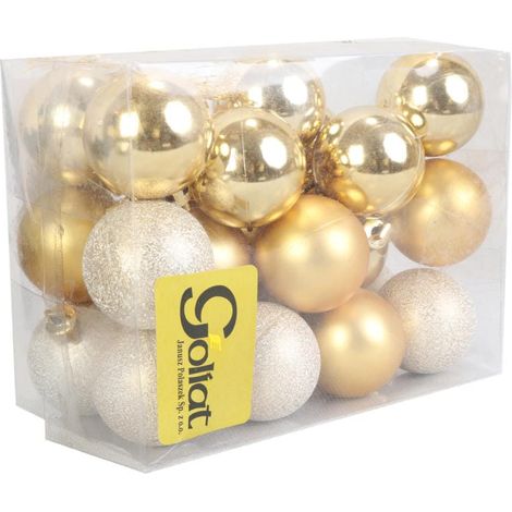 Set di 24 palline di plastica da 4 cm color oro (1/5)