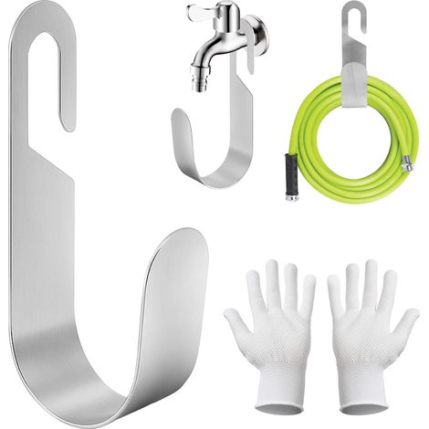 Porte Tuyau Support Tuyau D'Arrosage Tuyau de jardin Crochet en acier inoxydable montage mural d'arrosage Porte-tuyauterie porte-corps Jardin Cuisine Garage Rack (1/5)