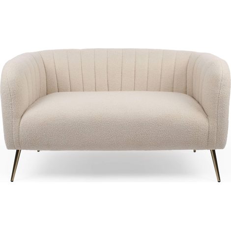 Canapé 2 Places Tissu Bouclette Beige (1/5)