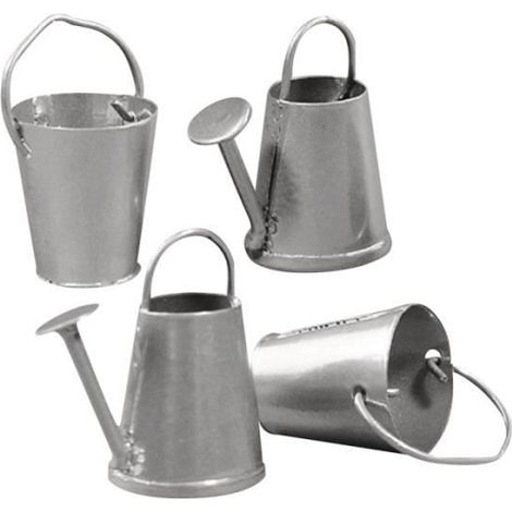 Accessoire mini jardin - Rayher - Arrosoir et seau en métal