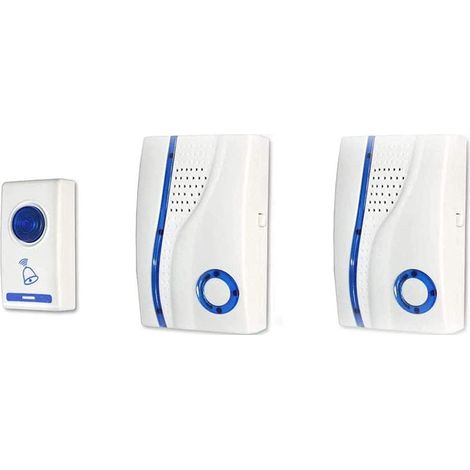 Campanello wireless senza fili raggio d’azione 100 metri 32 melodie a batteria con indicatore led trasmettitore con pulsante e ricevitore (1/3)