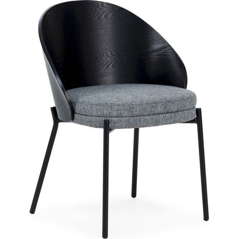 Chaise élégante en tissu et bois Thai Natura - Gris anthracite et nuances de noir (1/5)