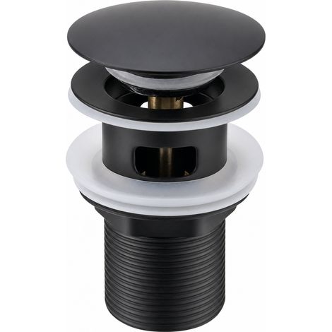 Bonde de Lavabo Clic Clac 1 1/4 en Inox Noir avec Trop Plein (1/5)