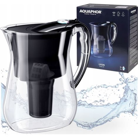 Jarra filtrante de agua Aquaphor Lyon Black de 3,8 L con cartucho de carbón A5+ (1/5)
