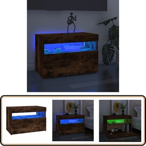 Meuble TV avec lumières LED Chêne fumé 60x35x40 cm - Meuble Tv - Meuble Téléviseur - Télévision - Unité Tv - Support Tv (1/5)