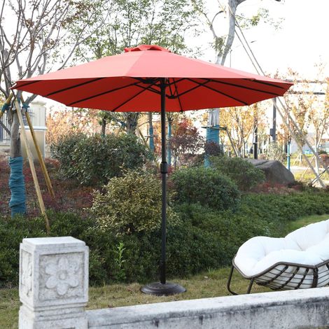 Double parasol rectangulaire extérieur 4,5m, manivelle, orange (pied non inclus)