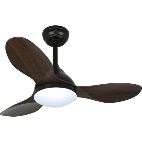 Ventilador de techo LED "Stel Mini" regulable con control remoto (20W 3CCT 1900lm) IP20 Ø92cm color negro y roble (1/5)