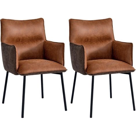 Lot de 2 chaises tissu microfibres marron Casita LOKKA