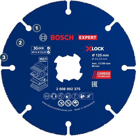 Disque à tronçonner carbure mulit-matériaux Diam 125 mm - BOSCH Expert - 2608902375