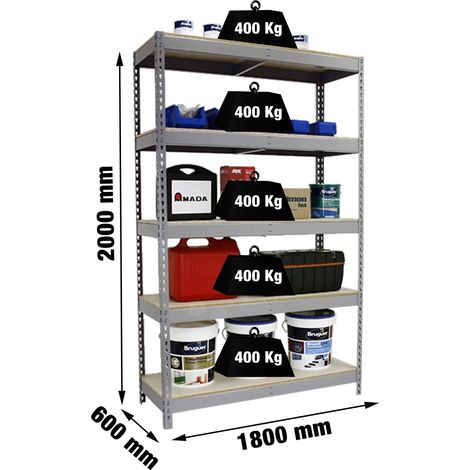 Simonrack Metallregal modern grau Holz 5 Böden