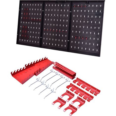 COSTWAY Pegboard Wall Organizer Kit Multifunctional Garage Storage-Black
