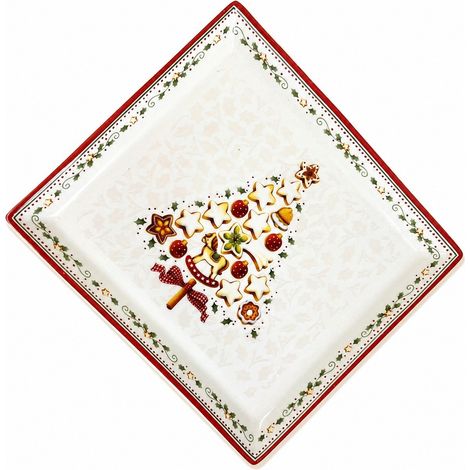 Assiette rectangulaire Sapin de Noël VB Star, 26,7 cm (10,5 po) - Vaisselle en céramique (1/5)