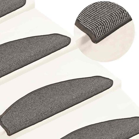 Marches d'escalier, lot de 15, 65 x 21 x 4 cm, grises, semi-circulaires, grandes (1/5)