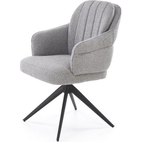 Chaise grise pivotante en tissu avec pieds 4 branches Lana (1/5)