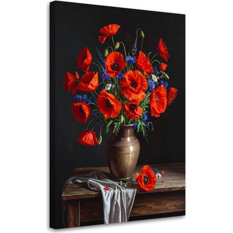 Cuadro en Lienzo, Ramo de amapolas rojas en un jarrón, 20x30 (1/5)