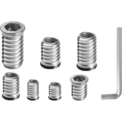 Insert Fileté Bois M6x13mm, 10 Pièces Inserts D'écrou Borgne Ecrou Hexagonal, Douille Filetée Visser Insert Écrous à Metal Zinc Intérieur Manchons a Visse Vis Tête, pour Meubles en Bois (1/5)