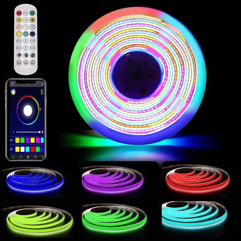 RGB IC Ruban LED COB, Bande LED Intelligente avec Synchronisation Musique, Couleur Dynamique, Changement Couleur Segmenté, Contrôle par Application et télécommande, Ruban LED pour Chambre, 5m (1/5)