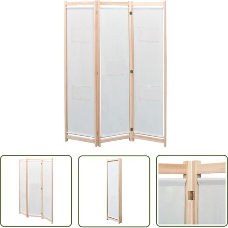The Living Store Cloison de séparation 3 panneaux Crème 120x170x4 cm Tissu - Cloison De Séparation - Pare-vue - Cloison Pliable - Cloison Décorative - Séparation Pièce (1/5)