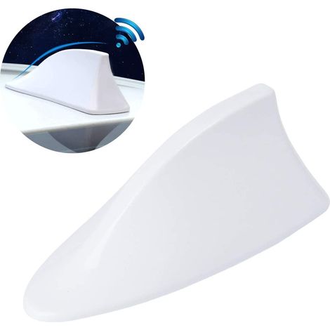 Antenne requin blanche, aileron de requin universel auto-adhésif étanche, récepteur signal radio FM/AM pour voiture (1/5)