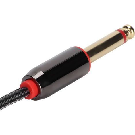 JK‑366 Câble de connecteurs plaqués or mâle de ligne audio de 3,5 mm à double 6,35 mm - (1/4)