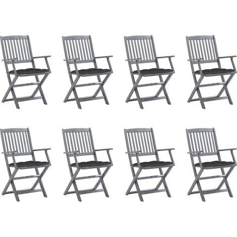 Klappbare Gartenstühle 8 Stk. mit Kissen Massivholz Akazie