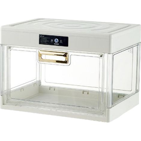 Boîte de Rangement Empilable pour Tasses à Café - Support Verre Transparent avec Couvercle Blanc Antipoussière 38x27.5x27cm (1/5)