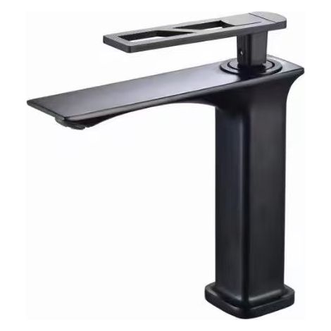 Foreign trade washbasin faucet, hot and cold water, household bathroom sink, vanity, single faucet -- black square low model