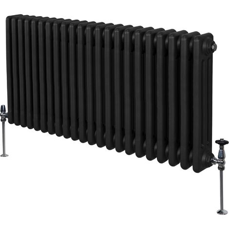Traditioneller 3-Spalten-Heizkörper Zentralheizung Horizontal Schwarz 600x1012mm