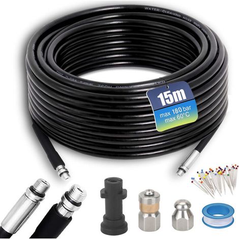 Tuyau haute pression 15 m pour nettoyeur Karcher K2 à K7 – Résistant 180 bar et 60 °C – Triple protection durable (1/5)
